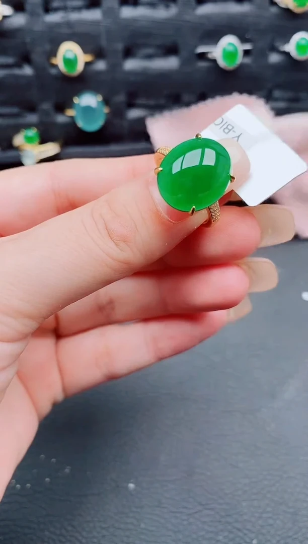 翡翠戒指银S925镶嵌天然a货翡翠233