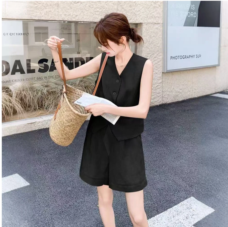 老钱风马甲套装时尚百搭气质休闲夏季显瘦套装