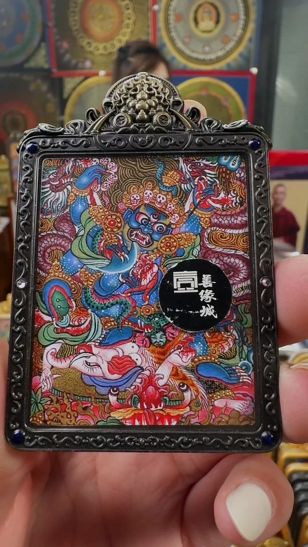 吊坠壹善缘城手绘唐卡大黑天
