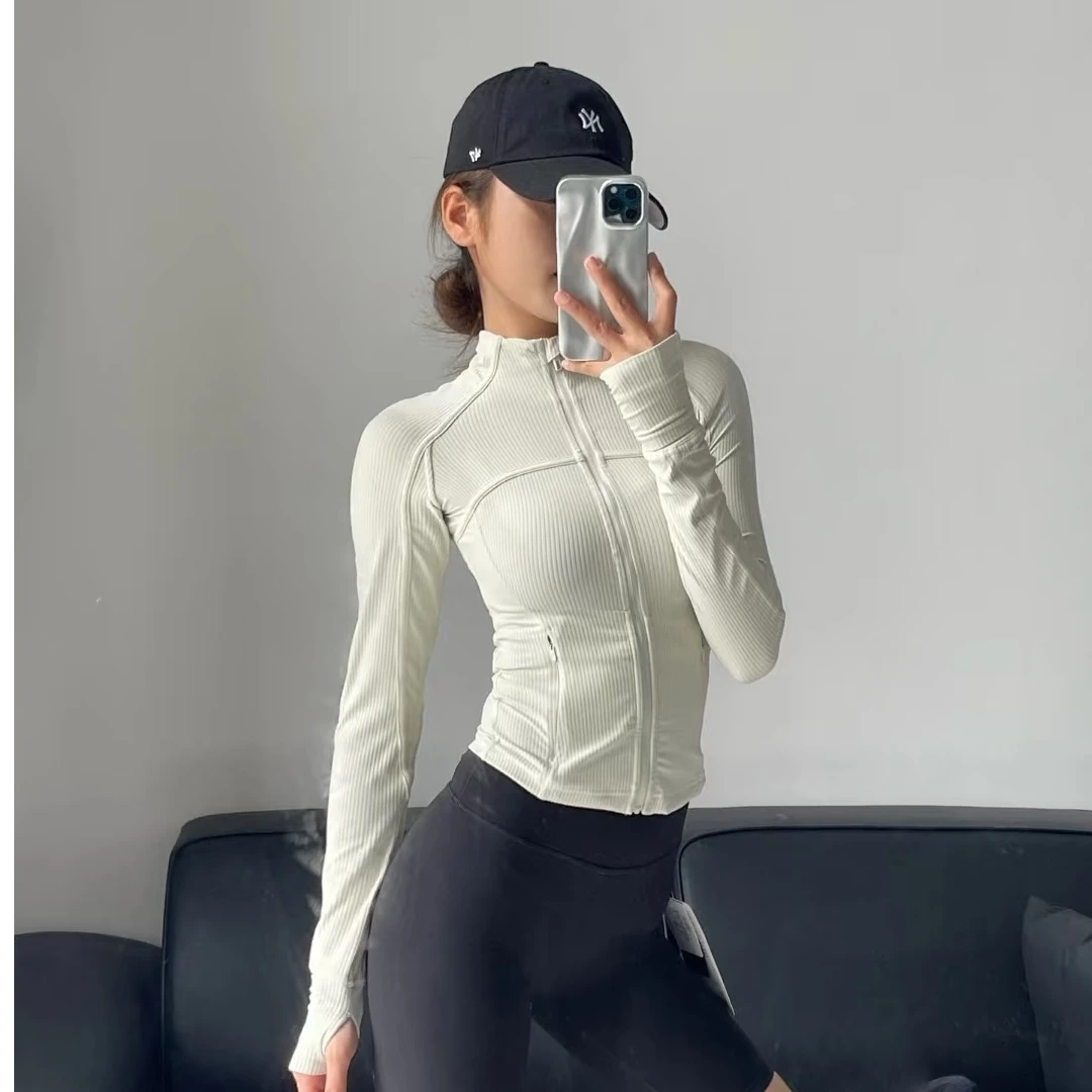 《南油》瑜伽服运动螺纹define外套短款
