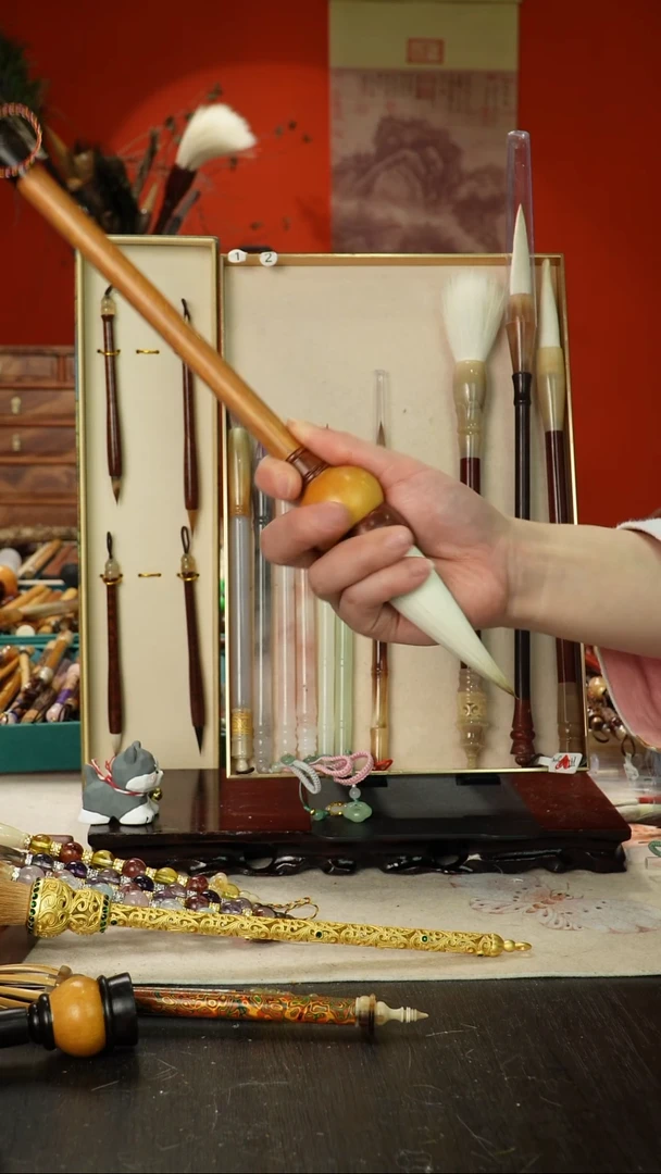 143号孤品高货毛笔链接 清水试笔 蘸墨不退