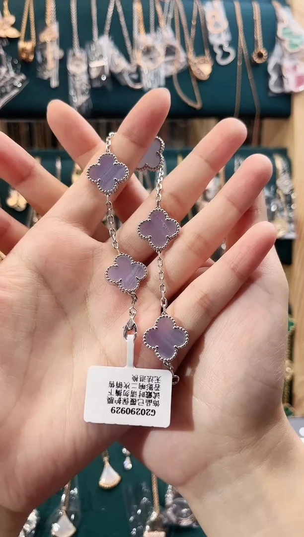 18K金镶嵌手链玛瑙/玉髓18K金镶嵌 K白  五花
