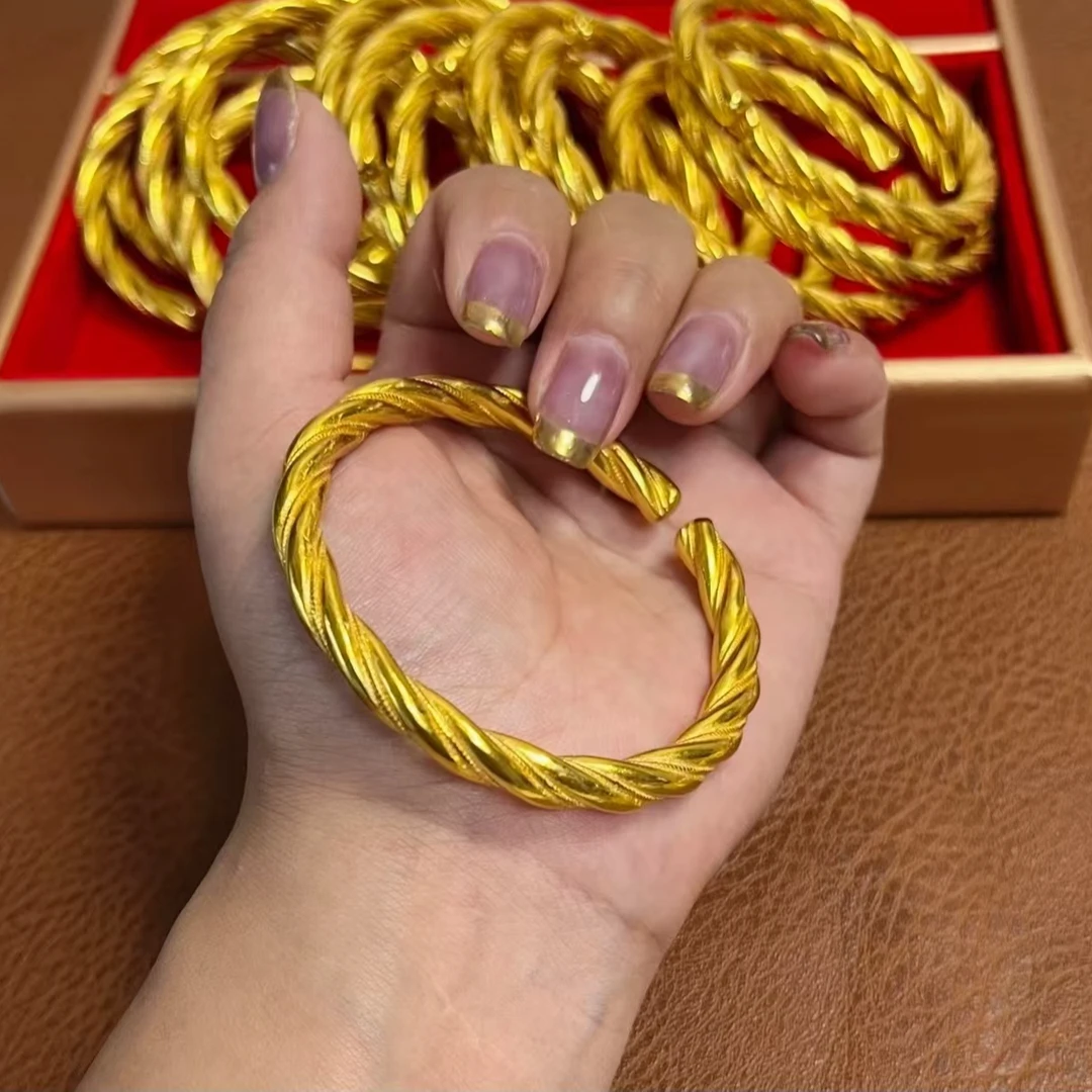 铜合金手镯 精品麻花开口手镯