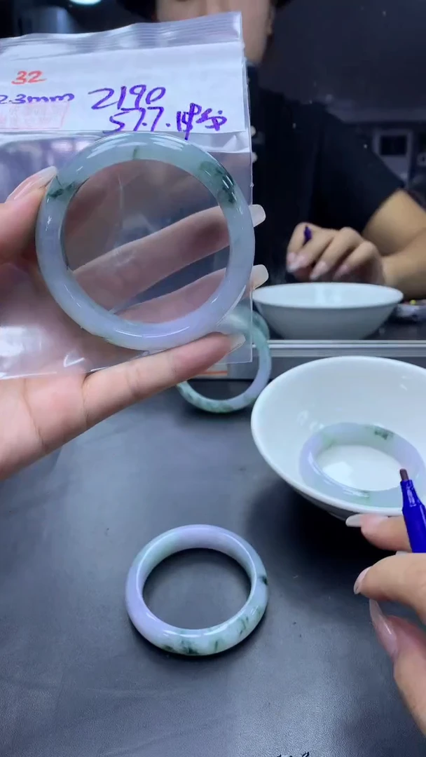 未镶嵌定制翡翠32手镯57.7纹+2190元+拍一发一