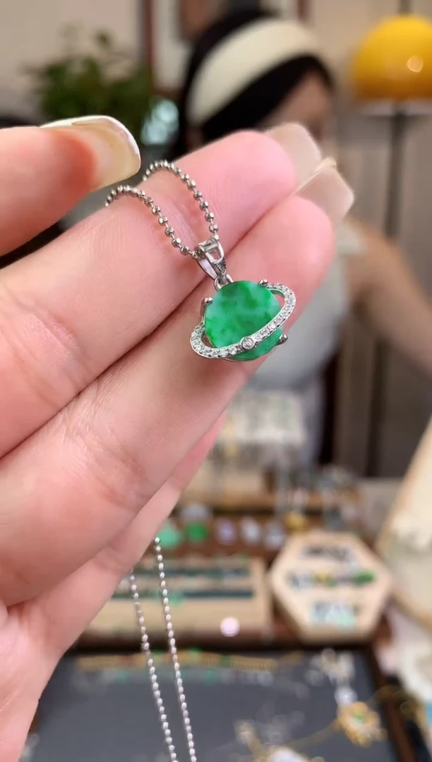 翡翠银S925镶嵌吊坠(不含链)【挽石珠宝】无事牌