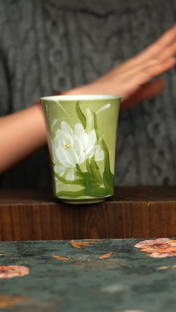 杯釉下彩手工手绘同款陶器