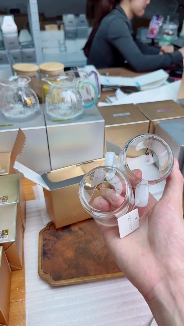 手工艺品玻璃禾器清禾杯白玉色一对装