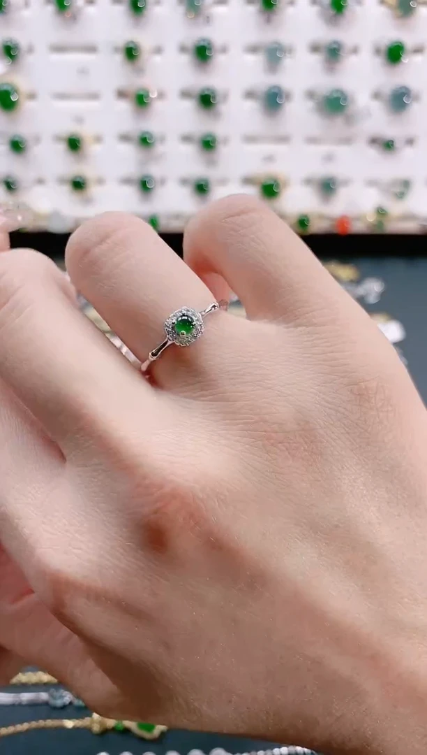 【闪购商品】翡翠戒指银S925镶嵌天然翡翠