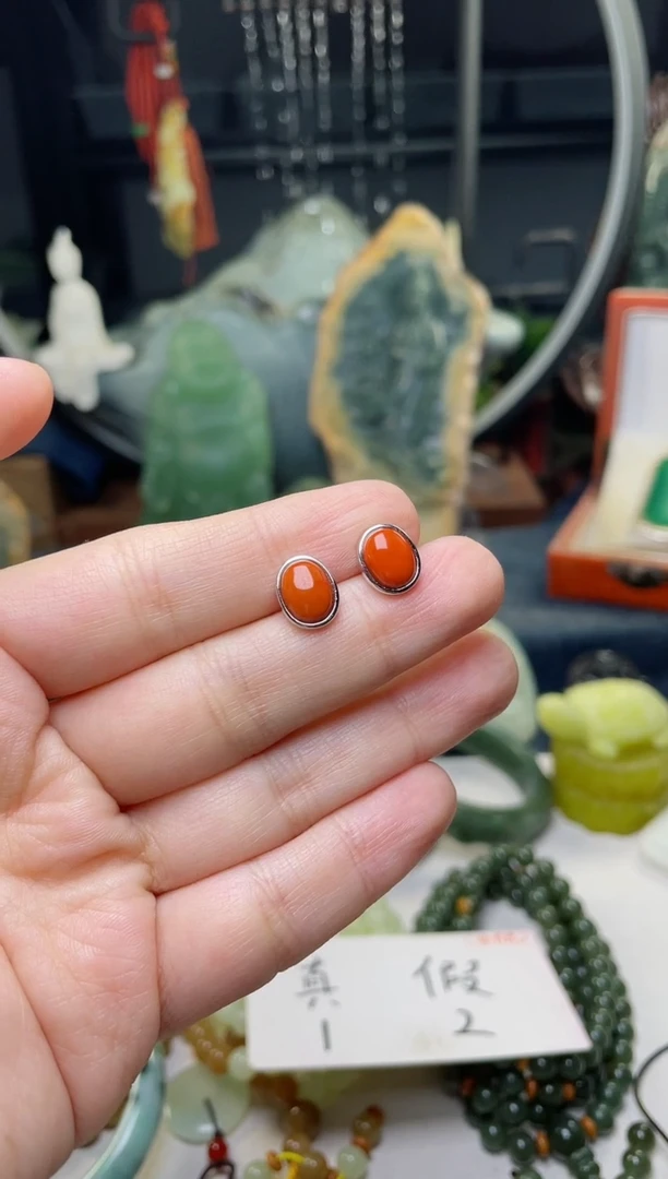 【闪购商品】南红玛瑙耳饰银S925镶嵌158