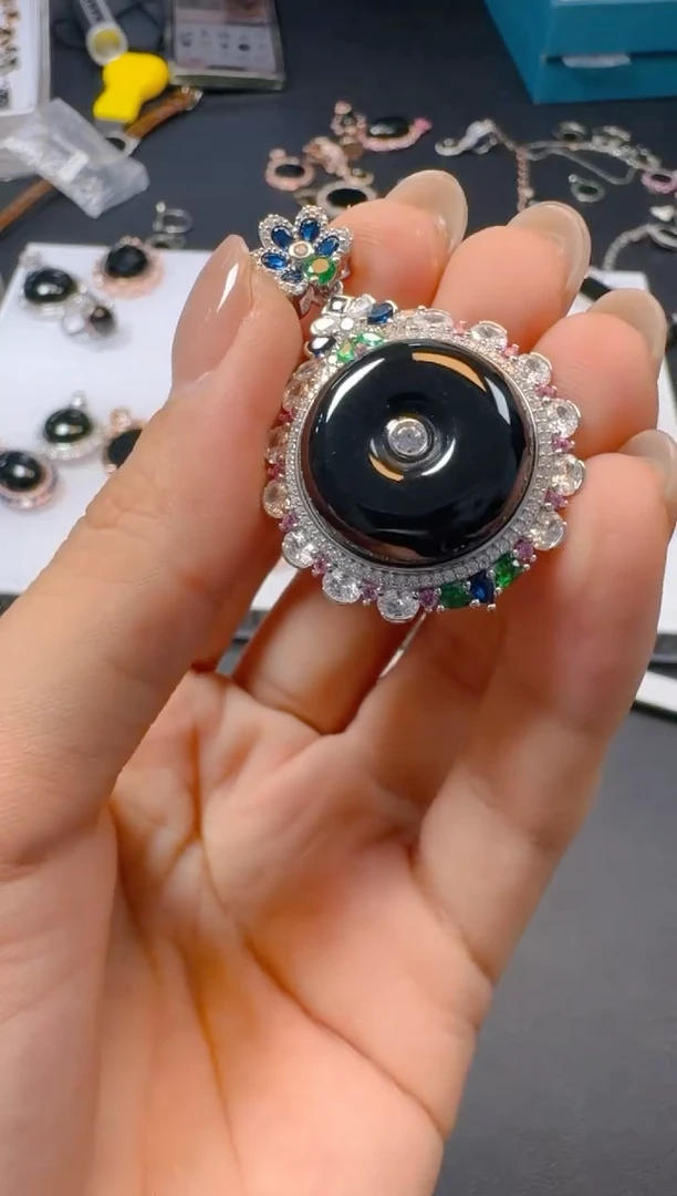 吊坠(不含链)银S925镶嵌翡翠多样性团购发一件