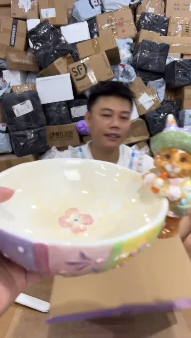 瓷片紫色原盒兔子碗