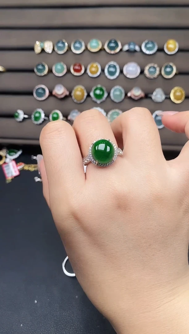 银S925镶嵌戒指翡翠867574