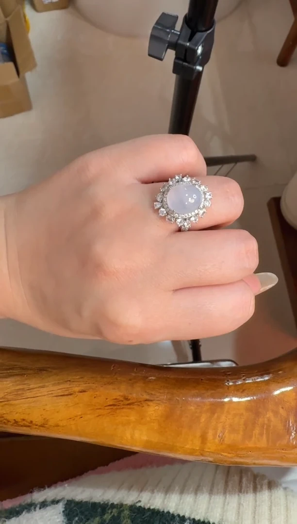 【闪购商品】翡翠戒指银S925镶嵌天然A货翡翠戒指