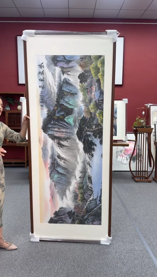 国画手绘 紫气东来 219*88