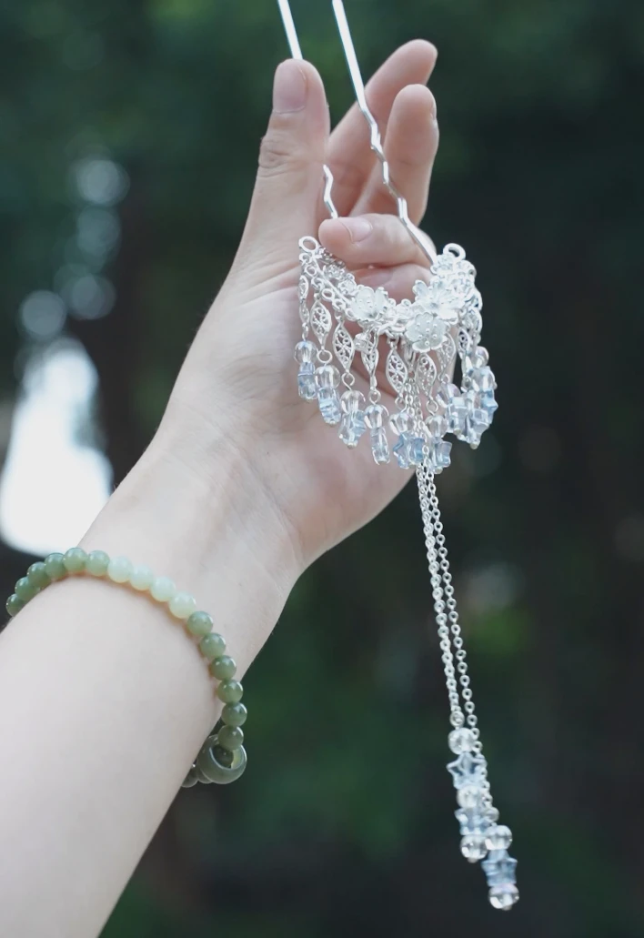 手工原创【芜衣】百搭中国风簪发汉服盘发簪子流苏铜新中式金色发饰