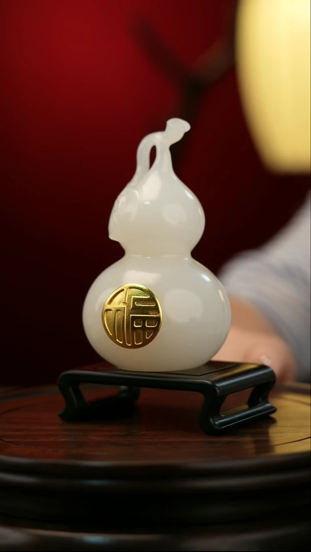 玉铜玉拼接福禄葫芦摆件