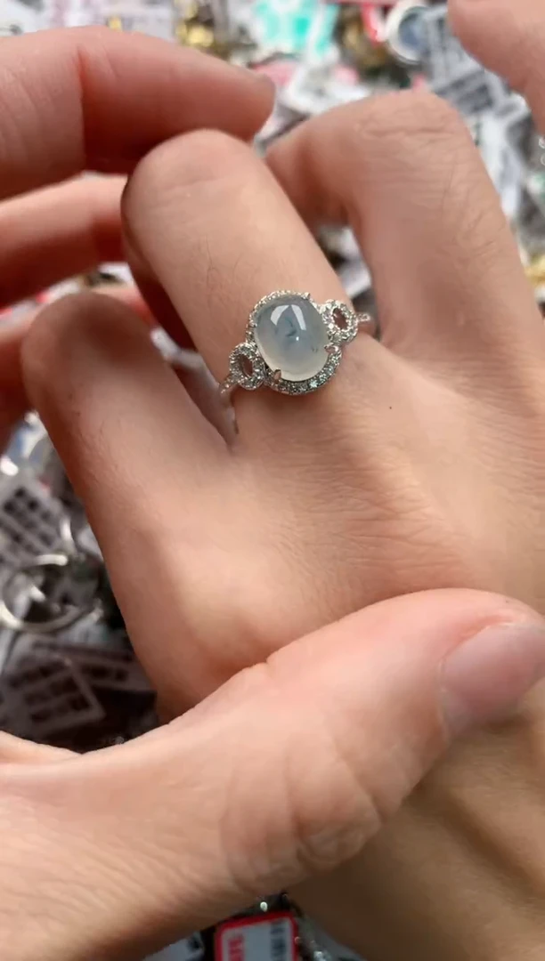 银S925镶嵌戒指翡翠999   8