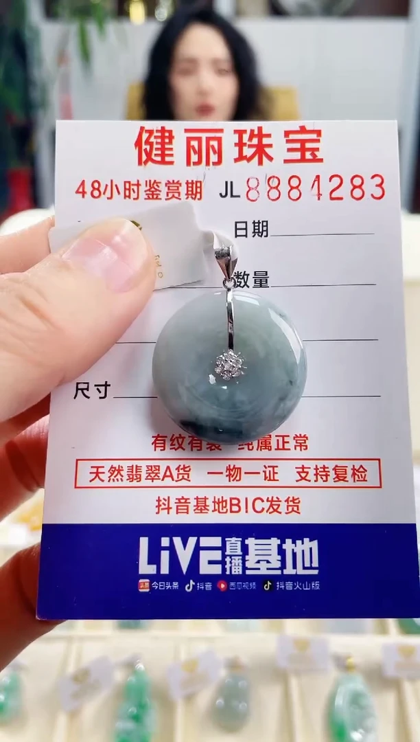 【闪购商品】翡翠颈饰银S925镶嵌天然缅甸翡翠 平安扣(一物一证)