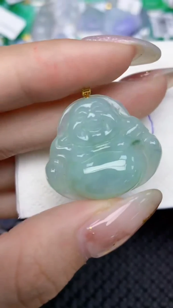 颈饰18K金镶嵌翡翠天然缅甸翡翠a货百元以上9元证书费自理