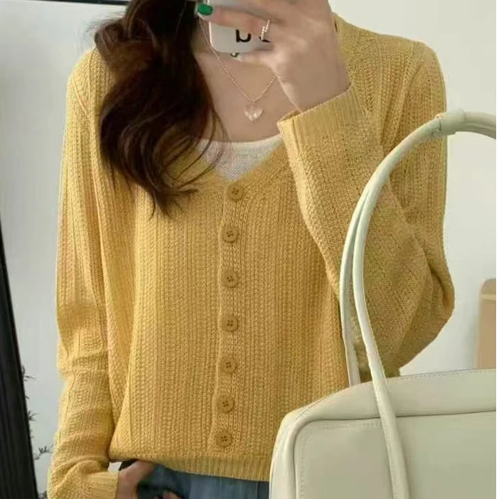 松弛感chic假两件针织上衣+A字版长裙套装减龄内搭毛衣女打底衫