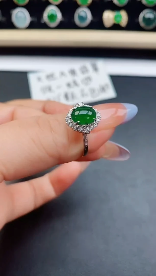 翡翠戒指银S925镶嵌1