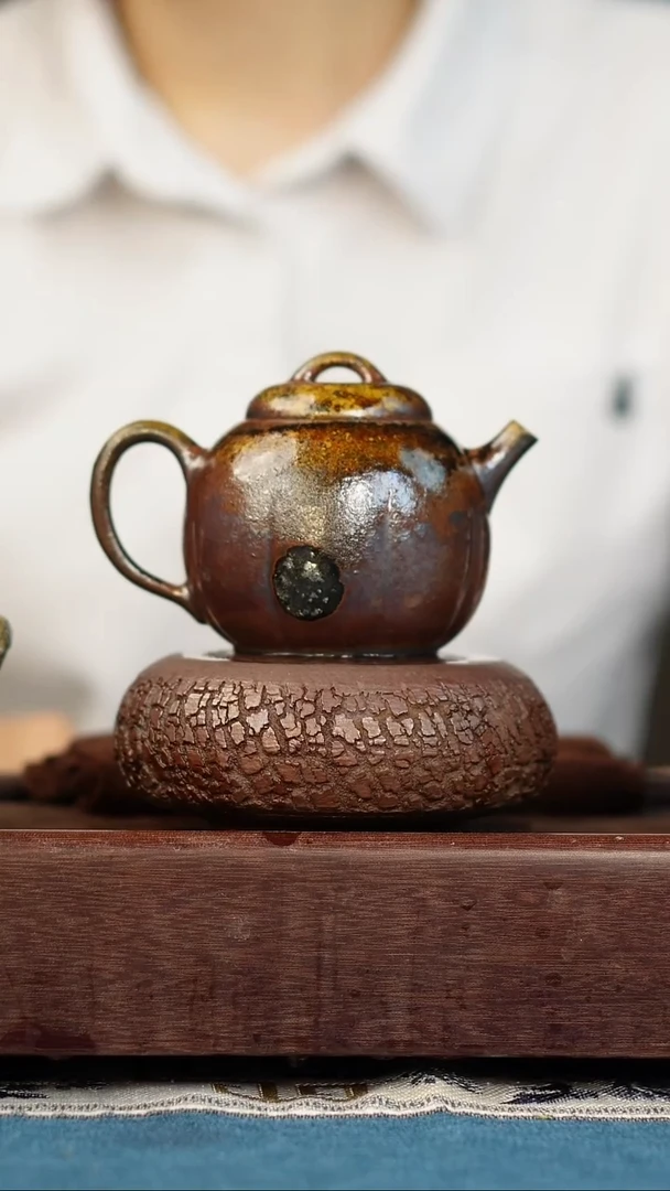 茶壶紫砂柴烧紫砂天青海棠