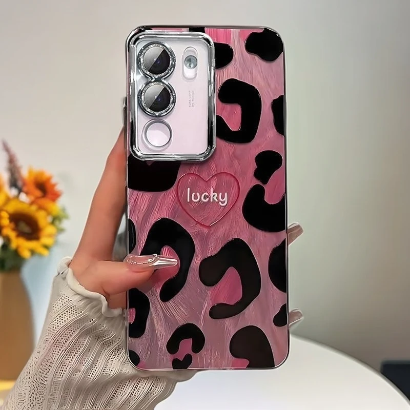 爱心豹纹女款vivos17手机壳羽纱防摔s17pro新款高级感s17t保护套