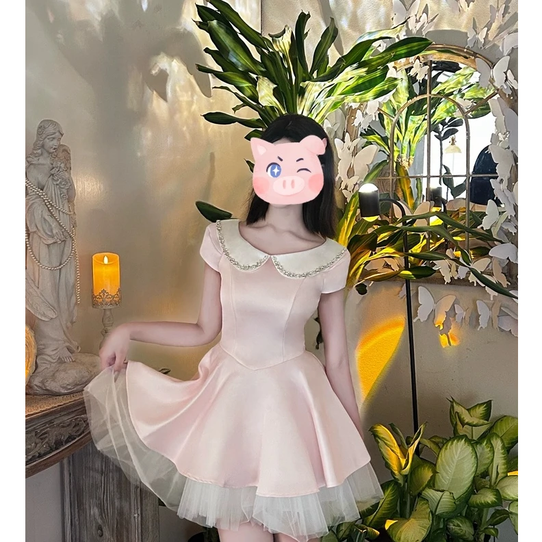 大码女装千金设计感法式赫本连衣裙小礼裙公主蓬蓬裙12221