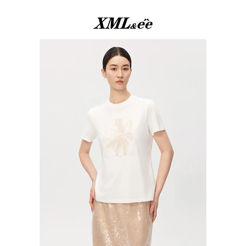XMLee艾米尔 白色经典印花设计亲肤凉感短袖 X423Z4705