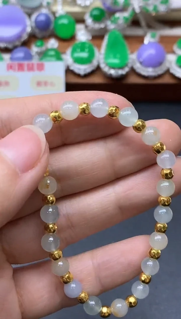 18K金镶嵌手链翡翠401-中国好珍宝