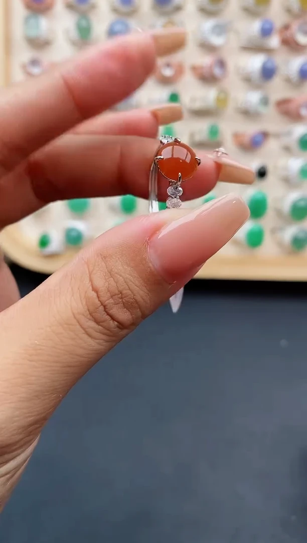 翡翠戒指银S925镶嵌缅甸天然A货翡翠222   8-7