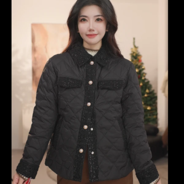 【好羽绒】茵曼冬季90鸭绒加厚羽绒服翻领慵懒百搭舒适保暖短款外套