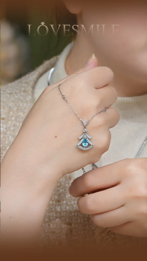 银S925镶嵌托帕石项链073