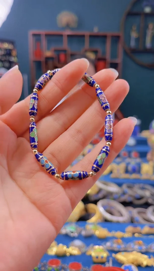 非遗 景泰蓝手串 竹节宝蓝