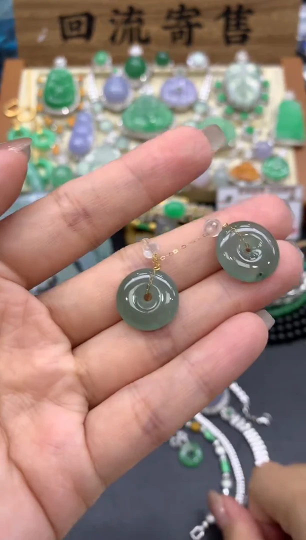 【闪购商品】翡翠耳饰18K金镶嵌258-中国好珍宝