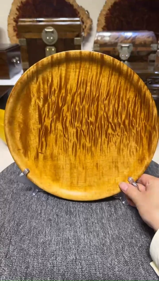 金丝楠木老料满水波圆盘 26.6-2.7cm