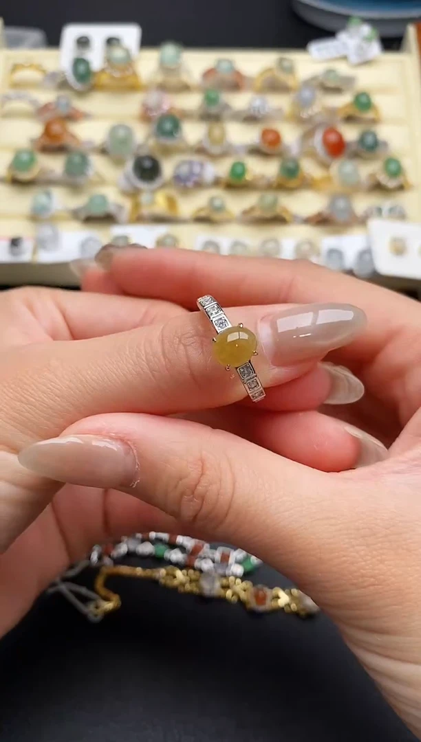 【闪购商品】翡翠戒指银S925镶嵌66666666+7