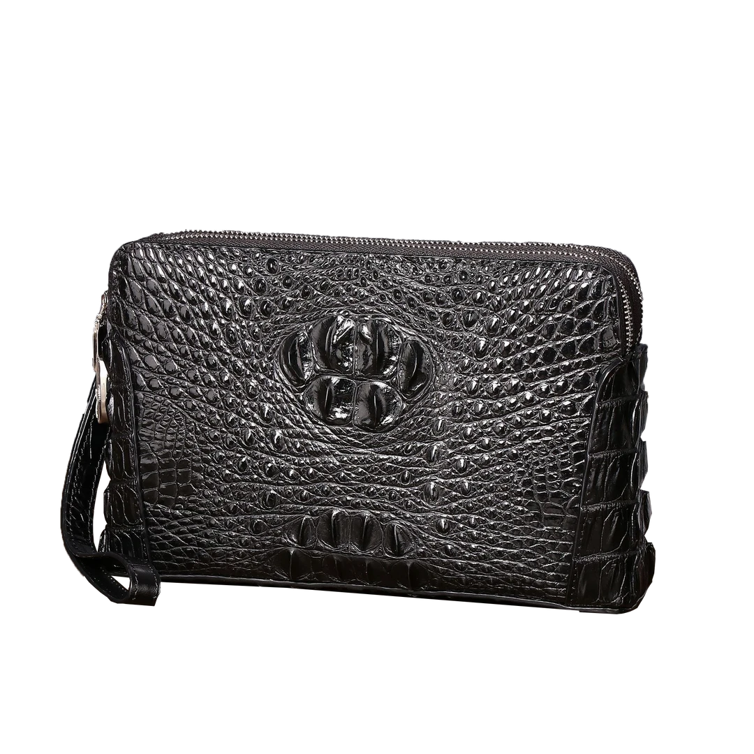 【15】鳄鱼骨皮男士手拿双拉链大手包商务大夹包大容量密码锁钱包