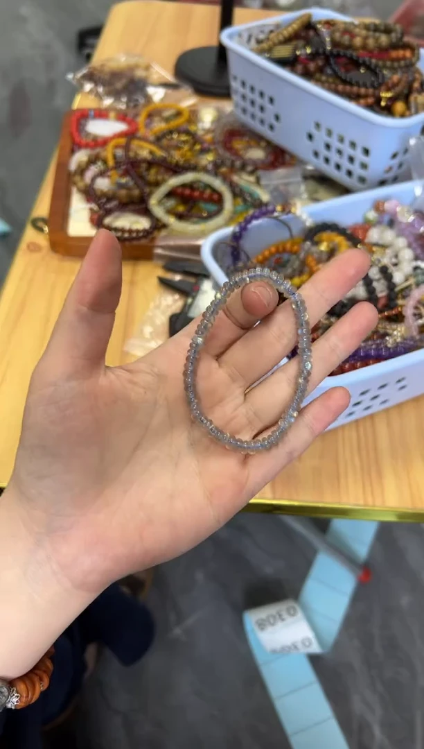 手链未镶嵌拉长石灰月光精工蝶珠款手链[2521]