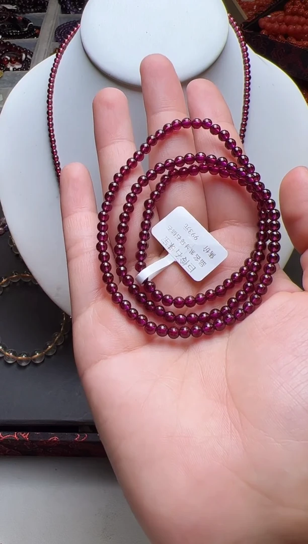 未镶嵌手串石榴石快*石榴石子牙乌手串
