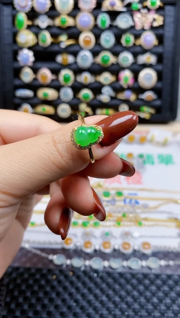 银S925镶嵌戒指翡翠琳*酱250