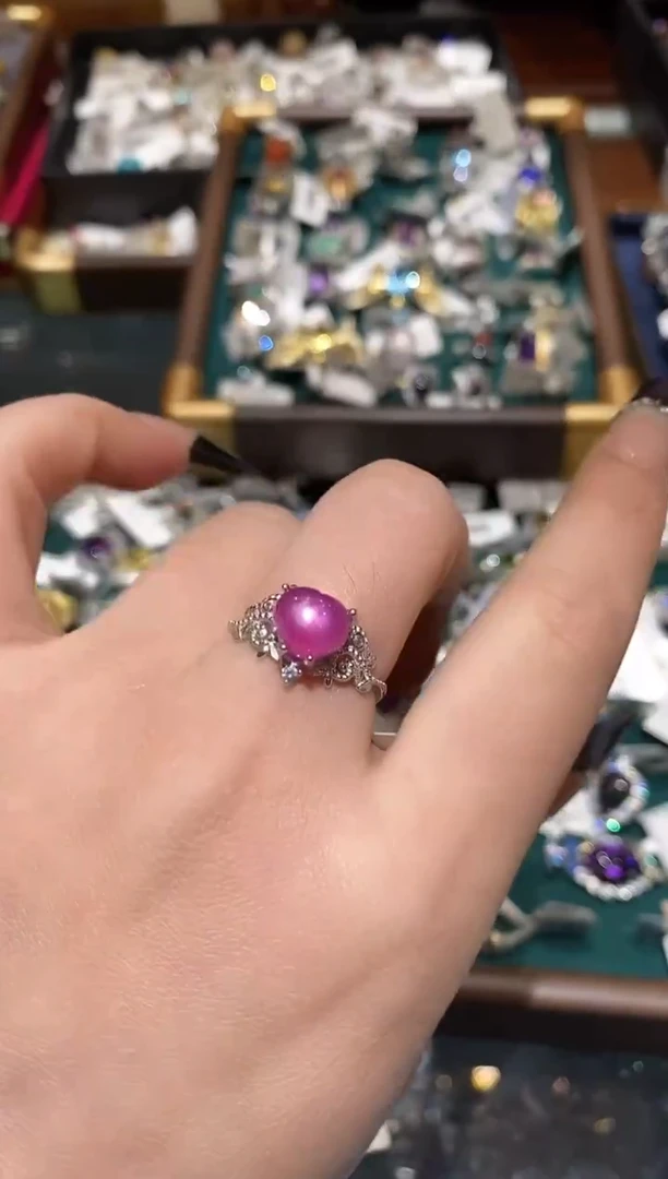 银S925镶嵌戒指红宝石楚楚珠宝中古甄选不退换