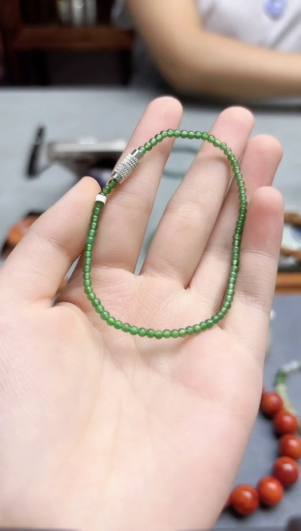 翡翠挂件未镶嵌翡翠小米珠手链YD