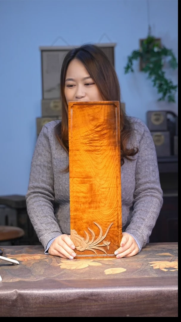 金丝楠长46 宽15 厚4.5 金丝楠黄料阴沉木满花水波茶盘 18