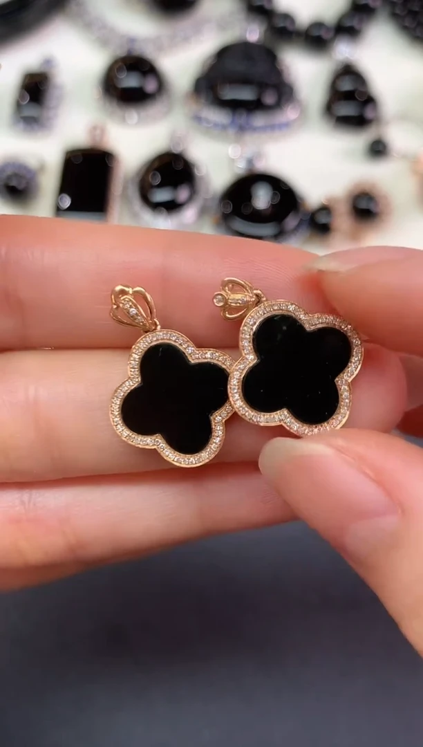 吊坠(不含链)18K金镶嵌翡翠多样性发其一D511|1580