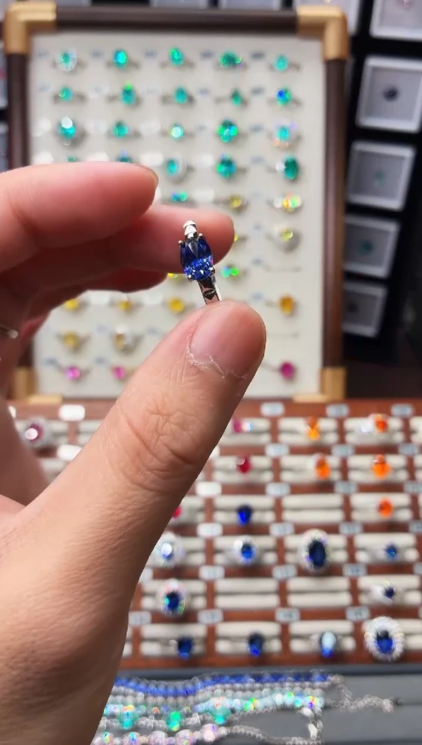 戒指蓝宝石银S925镶嵌1888