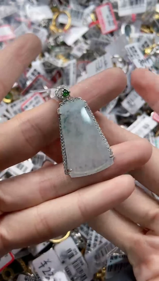 银S925镶嵌戒指翡翠10 10  10   7