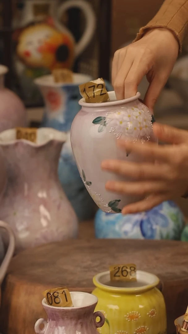 陶瓷景德镇设计师手作花器摆件侘寂风@M172@