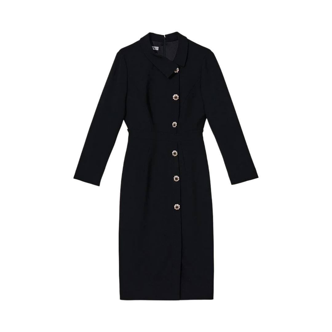 GD 00504秋冬新款专选经典黑色连衣裙