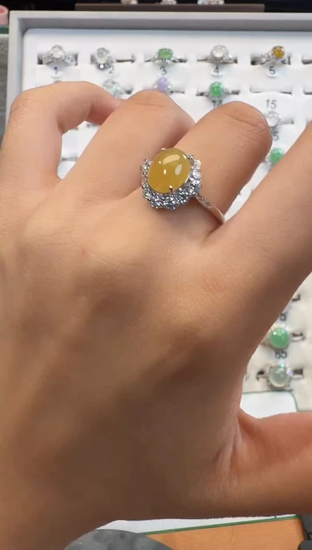 银S925镶嵌戒指翡翠925银镶翡翠戒指镶嵌96